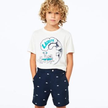 Lacoste All-Over Croc Swim Trunks Dětské - Kraťasy Tmavě Blankyt Blankyt / Bílé | CZ-DTYYnn